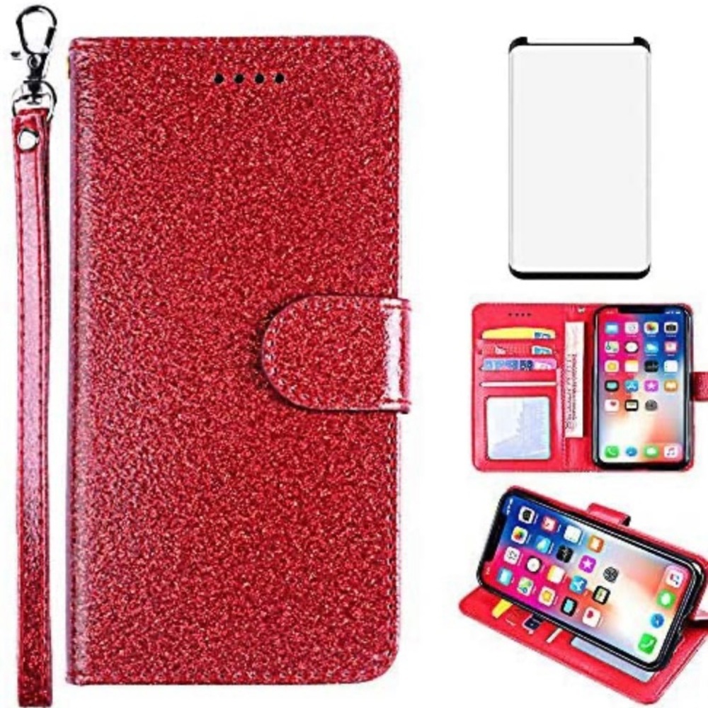 Samsung Galaxy S8 Plus Card Holder Slot Kickstand Glitter Wallet Phone Case